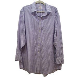 Brooks Brothers 17.5x34 MADISON Purple University Stripe Oxford Shirt XL